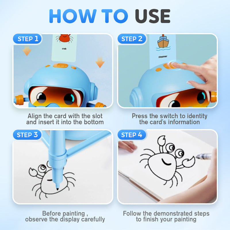 Interactive Drawing Robot for Kids with 100 Cards