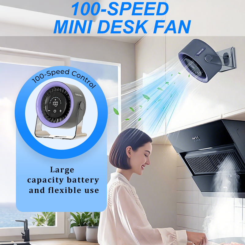 ☀️Summer essentials🔥100-Speed Mini Desk Fan with Digital Display