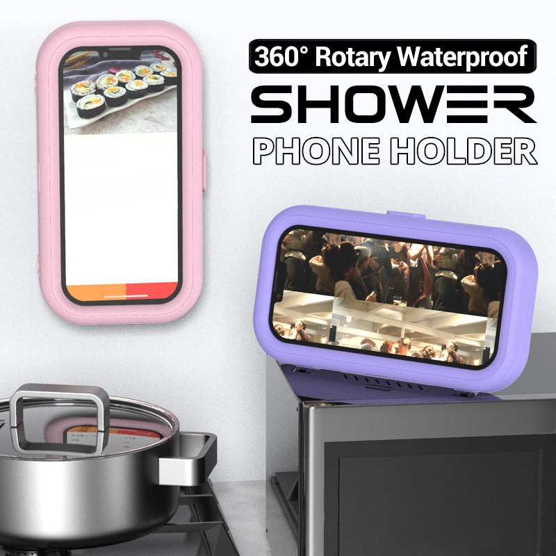 360° rotatable waterproof mobile phone holder for the shower