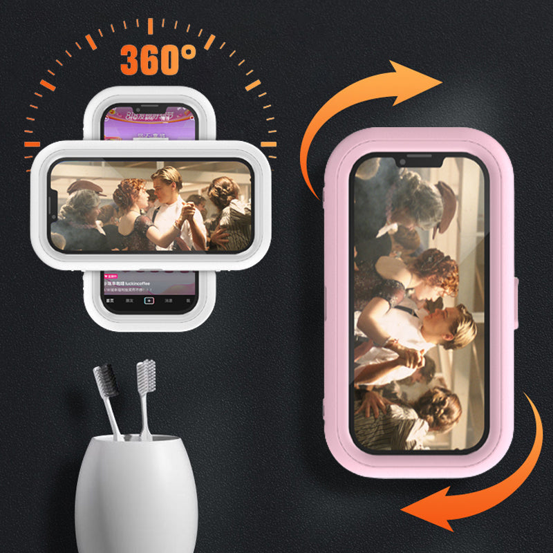 360° rotatable waterproof mobile phone holder for the shower