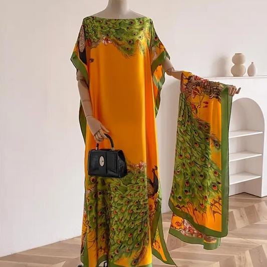 Women's Printed Shawl & Maxi Dress Set