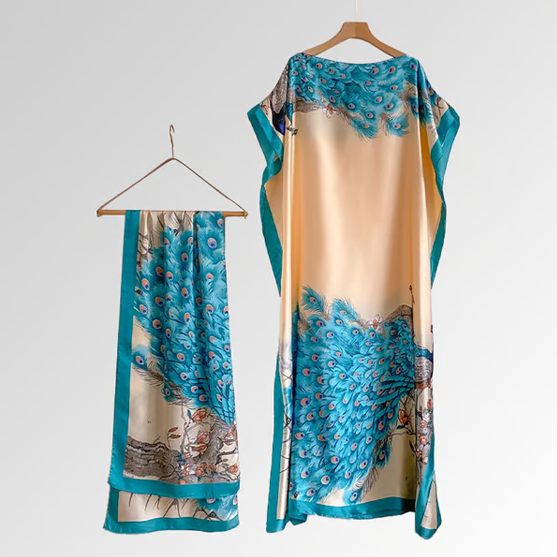 Women's Printed Shawl & Maxi Dress Set