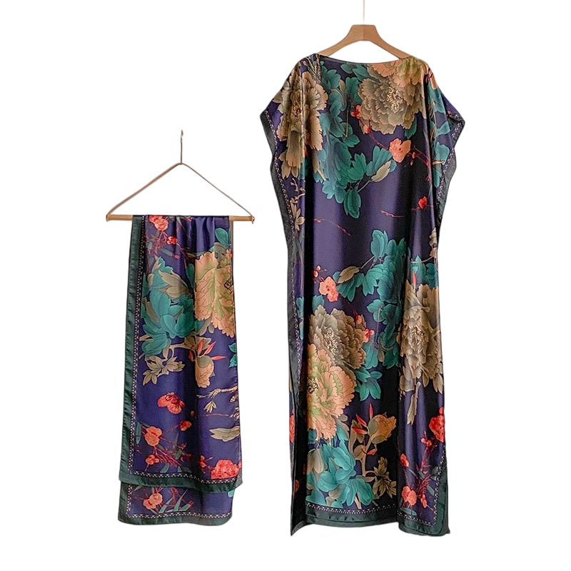 Women's Printed Shawl & Maxi Dress Set
