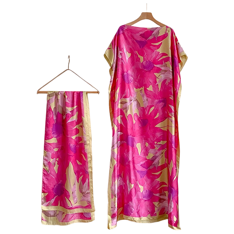 Women's Printed Shawl & Maxi Dress Set