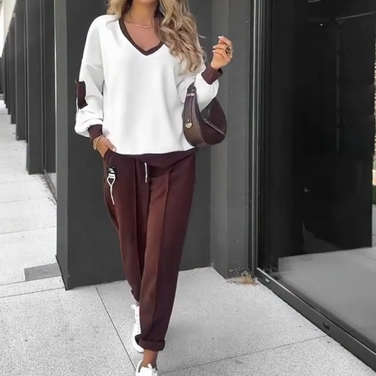 🔥Limited stock available 50% OFF🔥Color-Block Pullover Hoodie & Jogger Pants Set