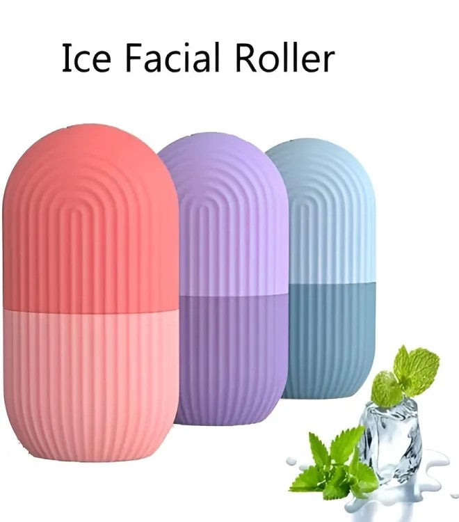 Ice Roller for Face — Pink, 4.5inch Silicone Reusable Ice Cube Roller Massager for Glowing Skin - Bazaro.Life