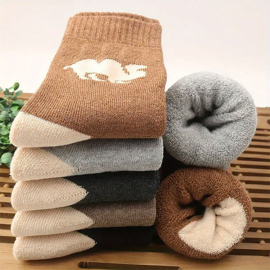 Vintage-Style Warm Socks with Thick Terry Lining
