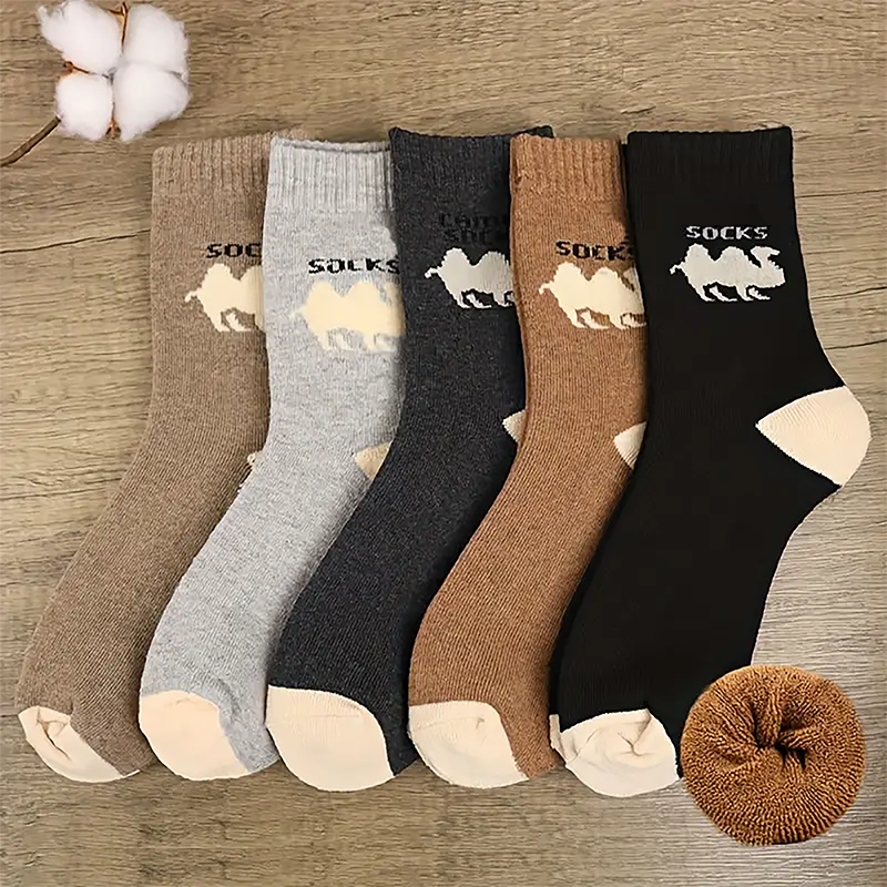 Vintage-Style Warm Socks with Thick Terry Lining