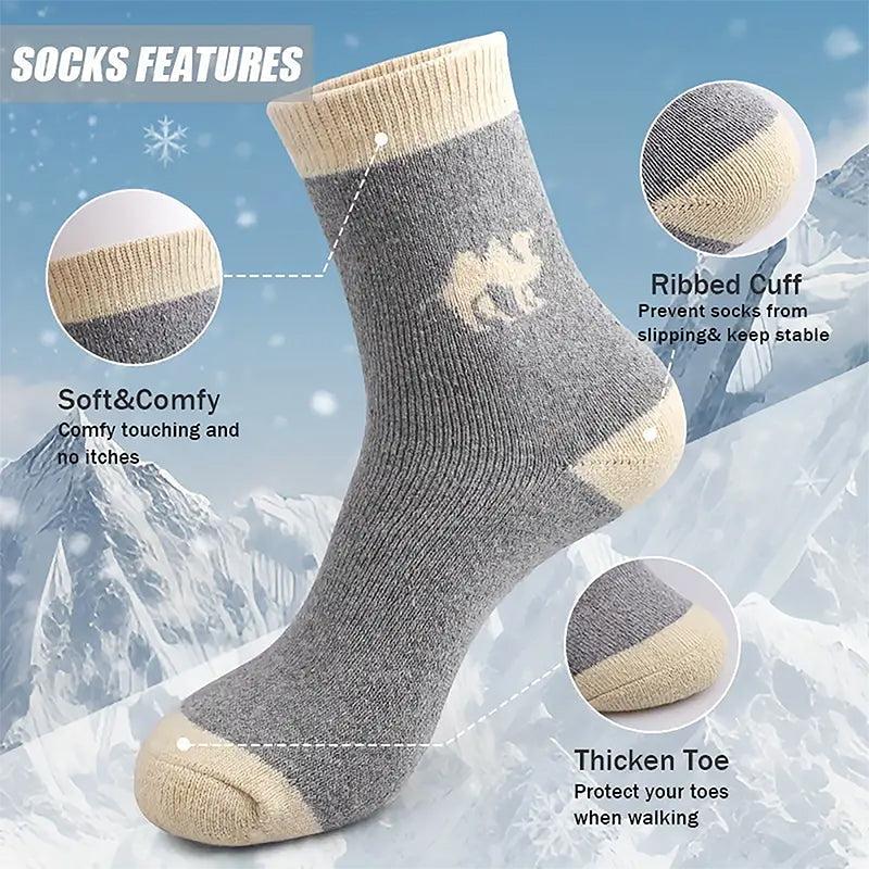 Vintage-Style Warm Socks with Thick Terry Lining