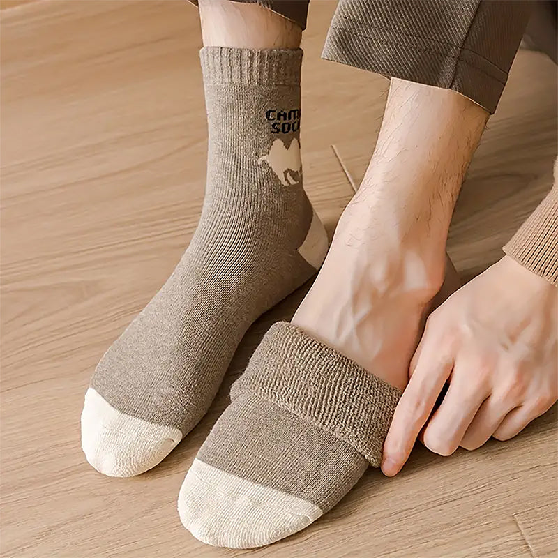 Vintage-Style Warm Socks with Thick Terry Lining