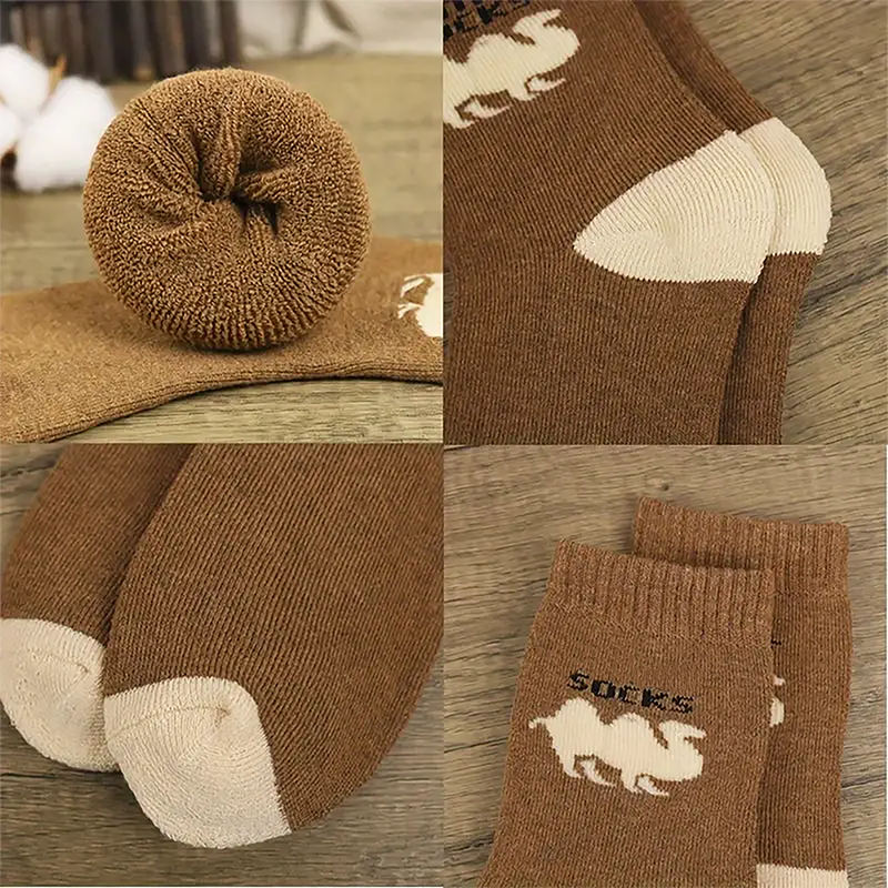 Vintage-Style Warm Socks with Thick Terry Lining