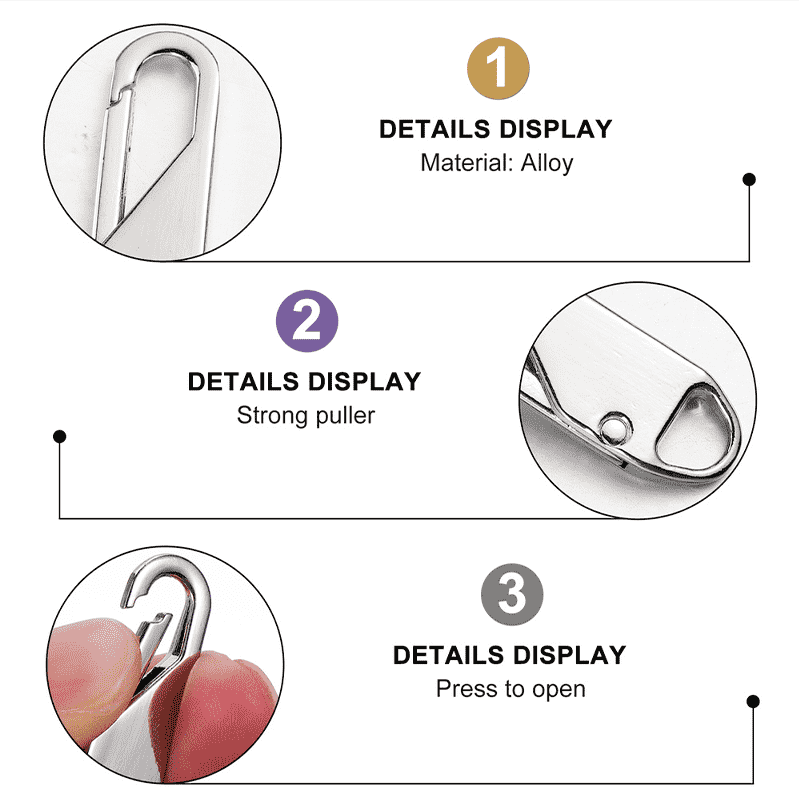🛠️ 50% OFF NOW! ✨ Universal Detachable Zipper Puller - Easy Grip & Customizable Design, Fits Most Zippers, Durable Metal Hooks 🔗📦