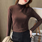 Women's Comfortable Solid Color Half High Neck Long Sleeve Top