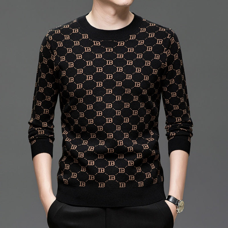 Men’s Trendy Print Long Sleeve Slim Fit Pullover