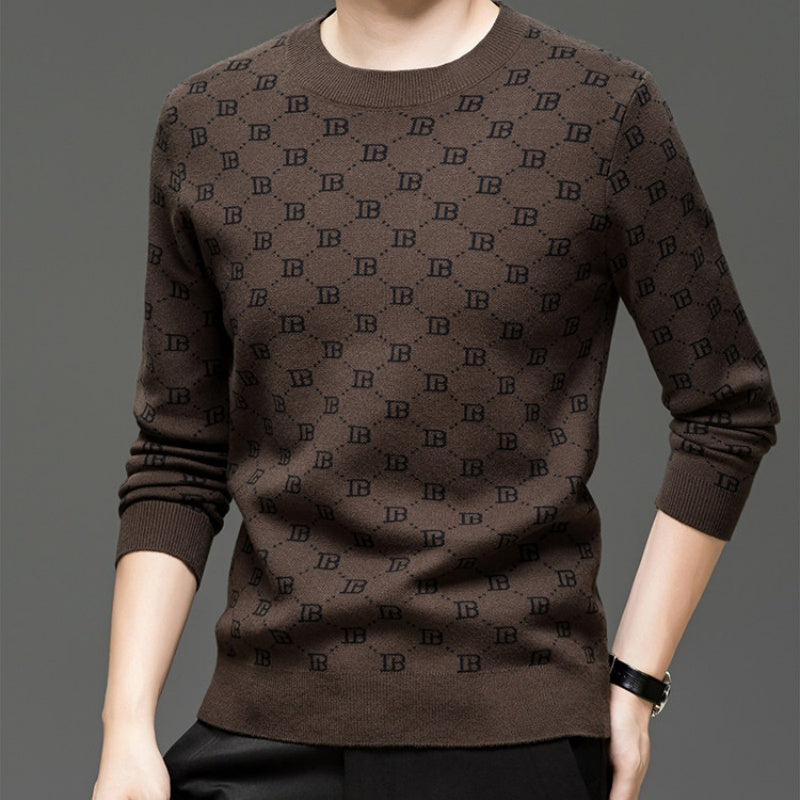 Men’s Trendy Print Long Sleeve Slim Fit Pullover
