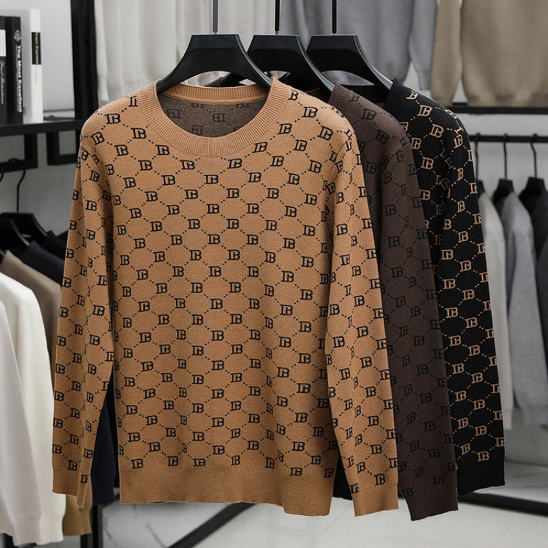 Men’s Trendy Print Long Sleeve Slim Fit Pullover