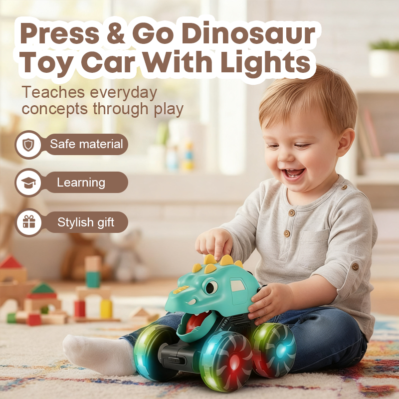 🦖🚙Press & Go Dinosaur Toy Car With Lights🎁