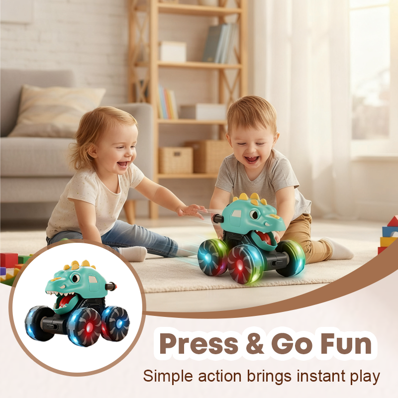 🦖🚙Press & Go Dinosaur Toy Car With Lights🎁
