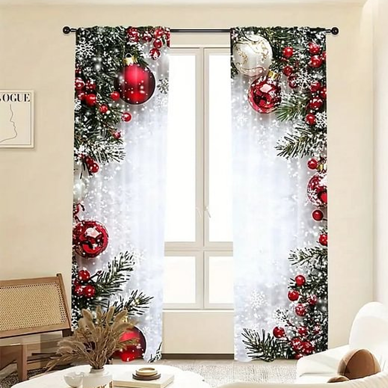 🔥 LAST DAY PROMOTION - 50%OFF 🔥 Christmas Window Curtains 2-Piece Set for Home Decor