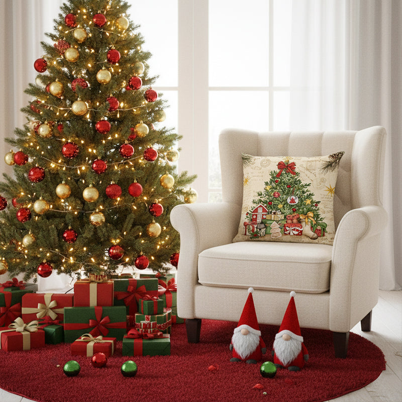 Cute Christmas Print Pillow Cover