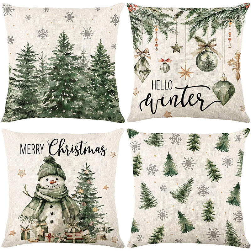 Cute Christmas Print Pillow Cover