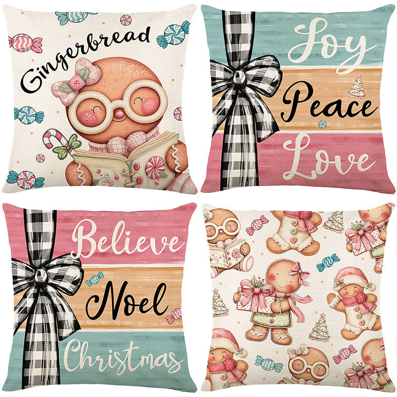 Cute Christmas Print Pillow Cover