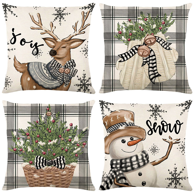 Cute Christmas Print Pillow Cover