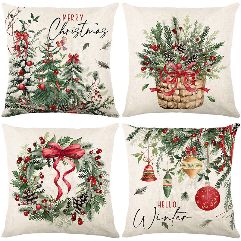 Cute Christmas Print Pillow Cover