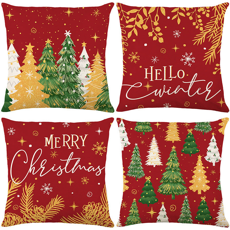 Cute Christmas Print Pillow Cover