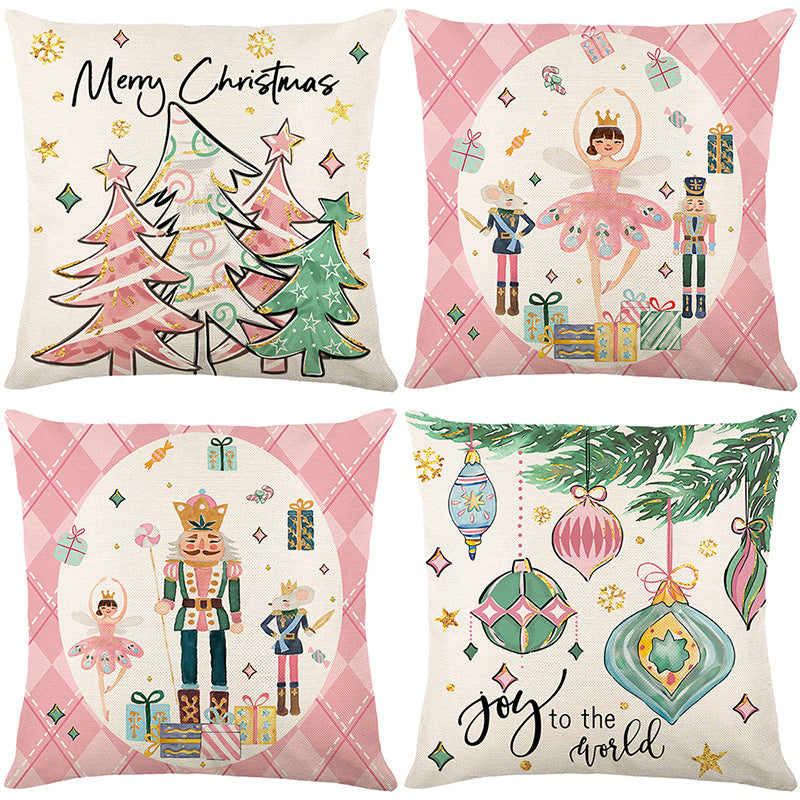 Cute Christmas Print Pillow Cover