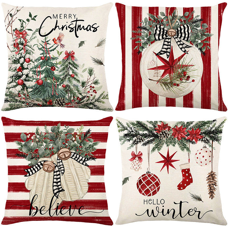 Cute Christmas Print Pillow Cover