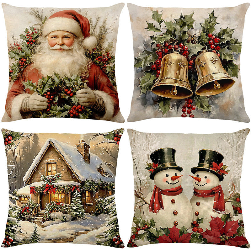Cute Christmas Print Pillow Cover