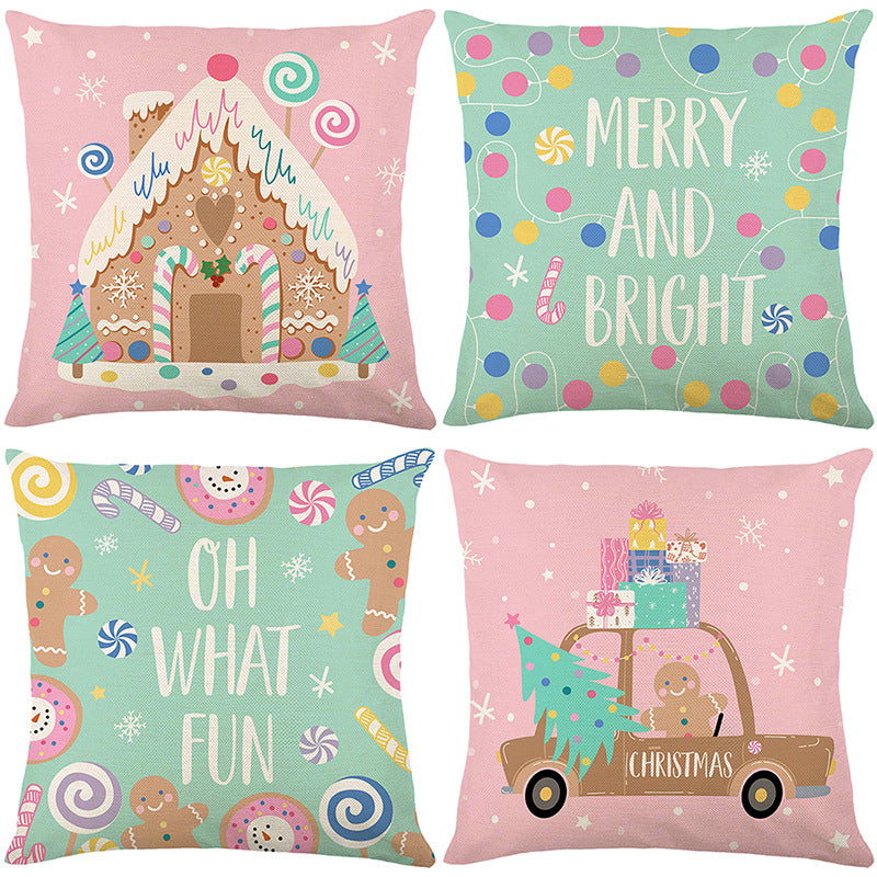 Cute Christmas Print Pillow Cover