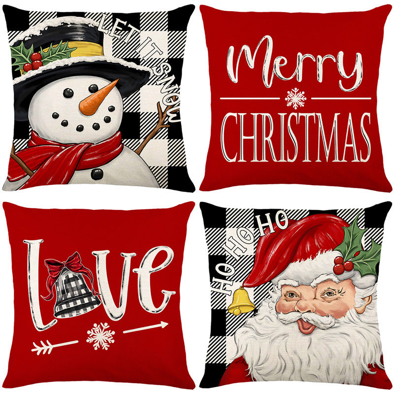 Cute Christmas Print Pillow Cover