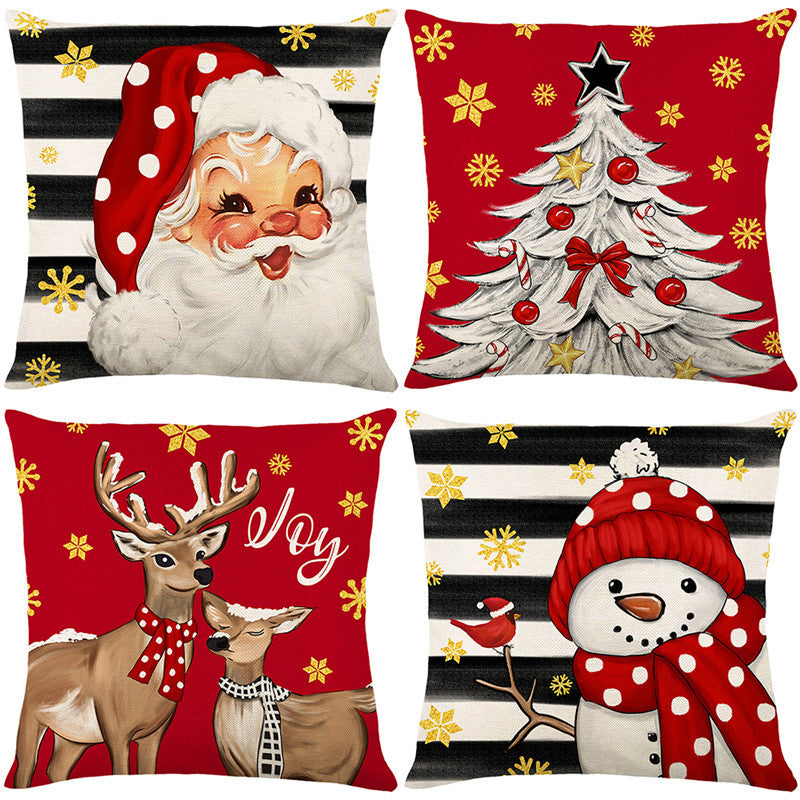Cute Christmas Print Pillow Cover