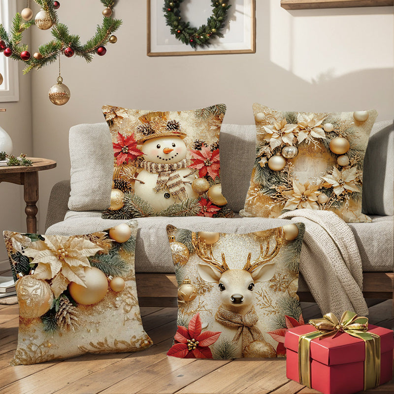 Cute Christmas Print Pillow Cover