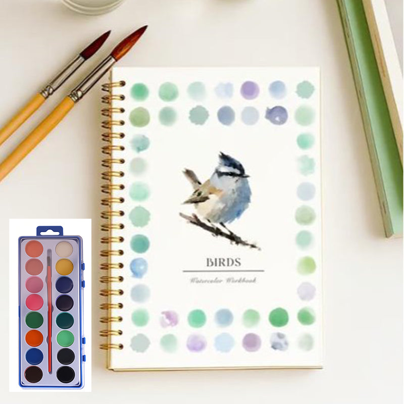 Watercolor Workbook for Beginners with 16 Colors Paint