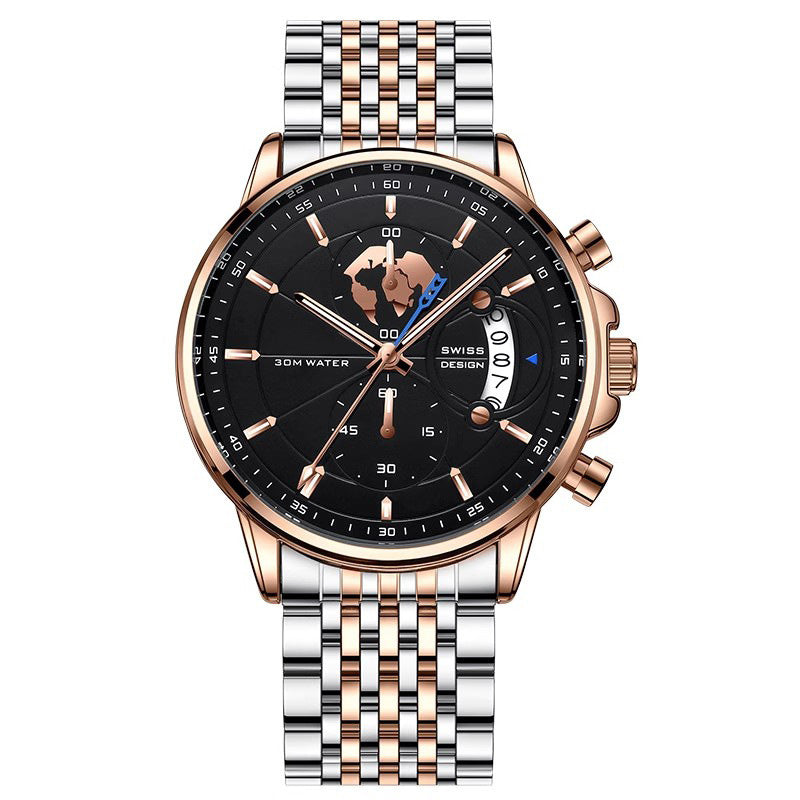 💥Christmas Eve Sale: 49% OFF🌍Men's watch with globe motif in maritime style