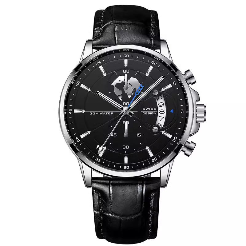 💥Christmas Eve Sale: 49% OFF🌍Men's watch with globe motif in maritime style