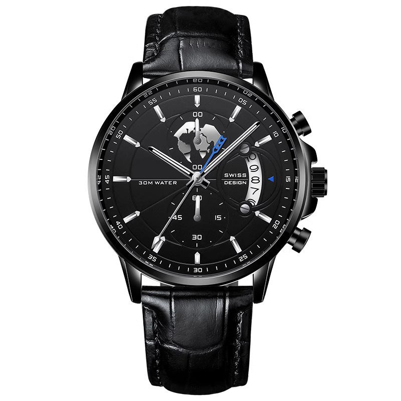 💥Christmas Eve Sale: 49% OFF🌍Men's watch with globe motif in maritime style