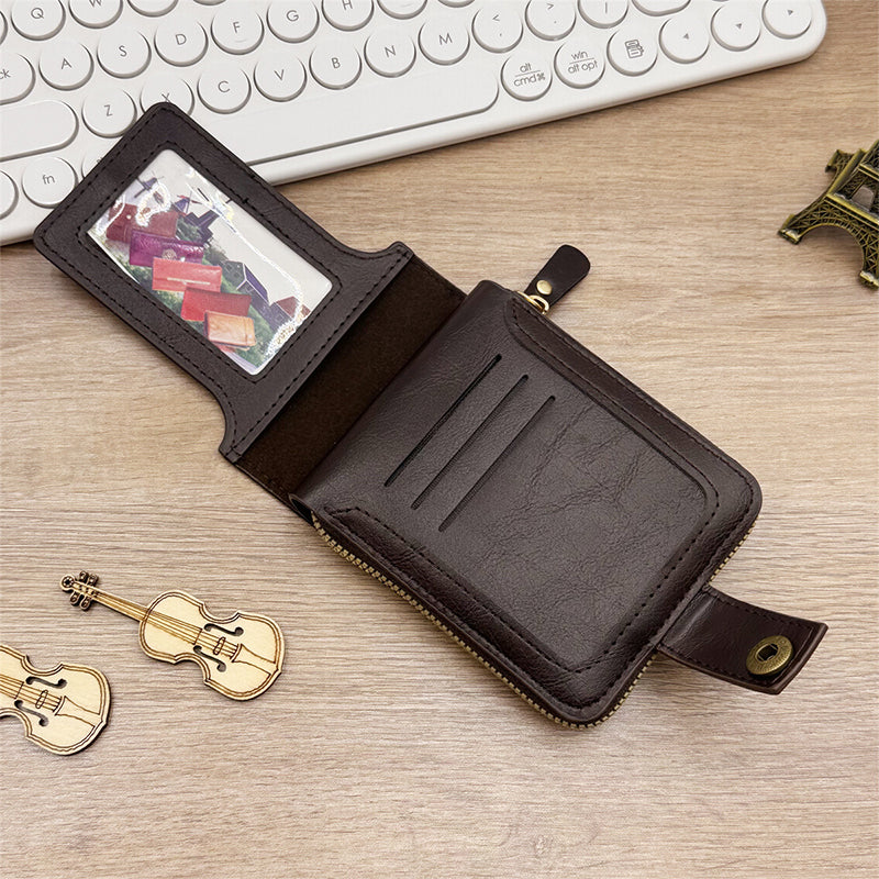 👝 50% OFF NOW! 🎁 Men's Vintage Zipper Wallet - Genuine Leather & RFID Protection, Stylish and Secure Everyday Carry ✨