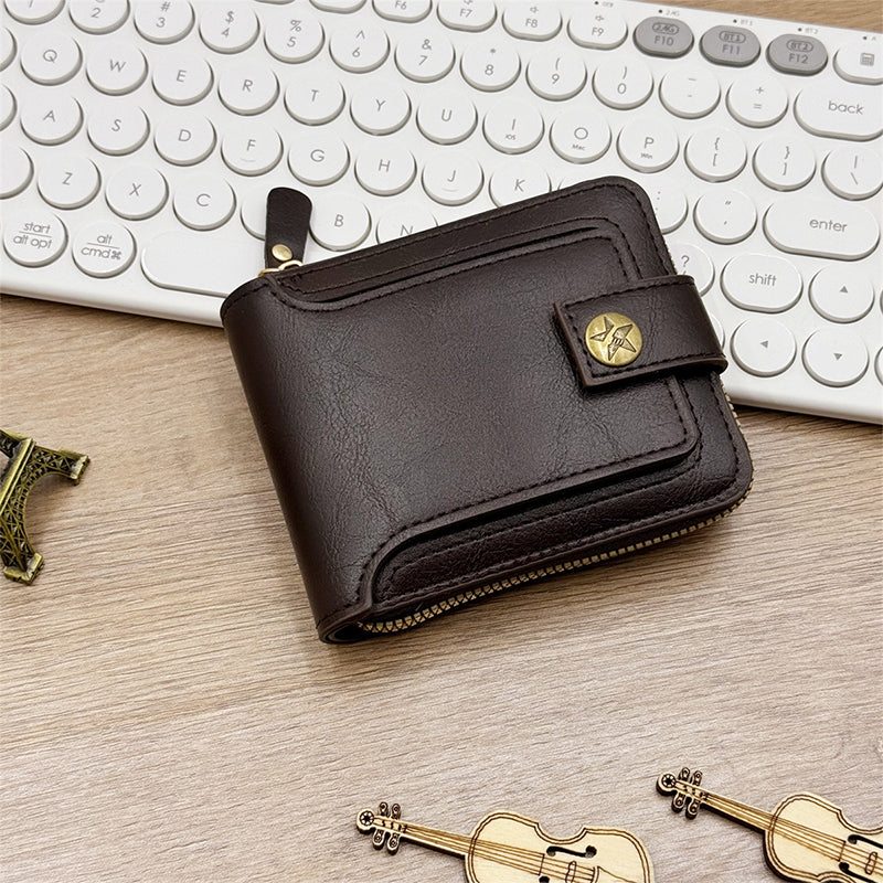 👝 50% OFF NOW! 🎁 Men's Vintage Zipper Wallet - Genuine Leather & RFID Protection, Stylish and Secure Everyday Carry ✨