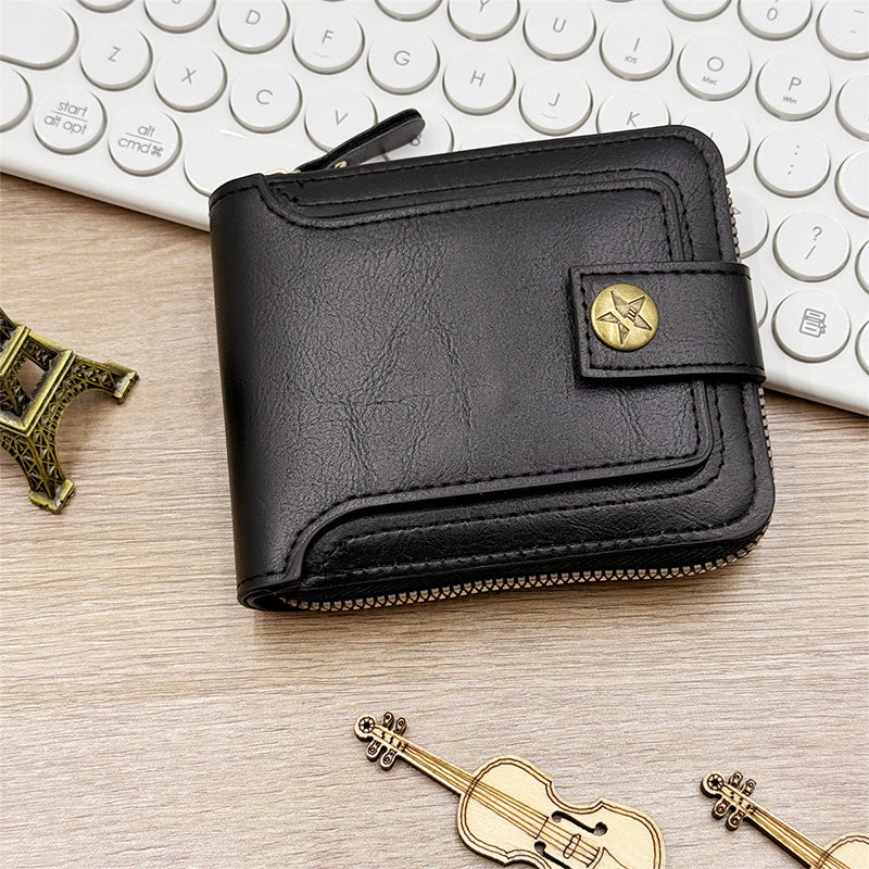 👝 50% OFF NOW! 🎁 Men's Vintage Zipper Wallet - Genuine Leather & RFID Protection, Stylish and Secure Everyday Carry ✨