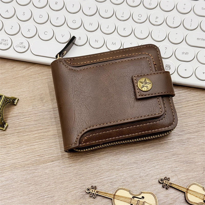 👝 50% OFF NOW! 🎁 Men's Vintage Zipper Wallet - Genuine Leather & RFID Protection, Stylish and Secure Everyday Carry ✨