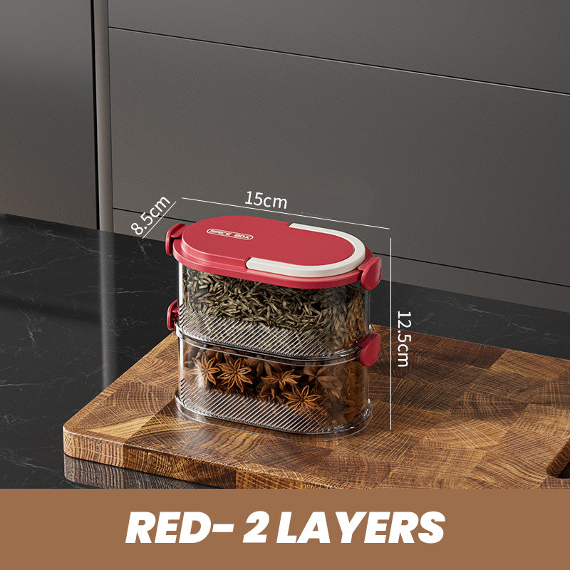 🧂 50% OFF NOW! 🫙 Multi-layer Sealed Spice Organizer – Airtight, Space-Saving & Transparent for Easy Kitchen Storage 🌶️📦✨