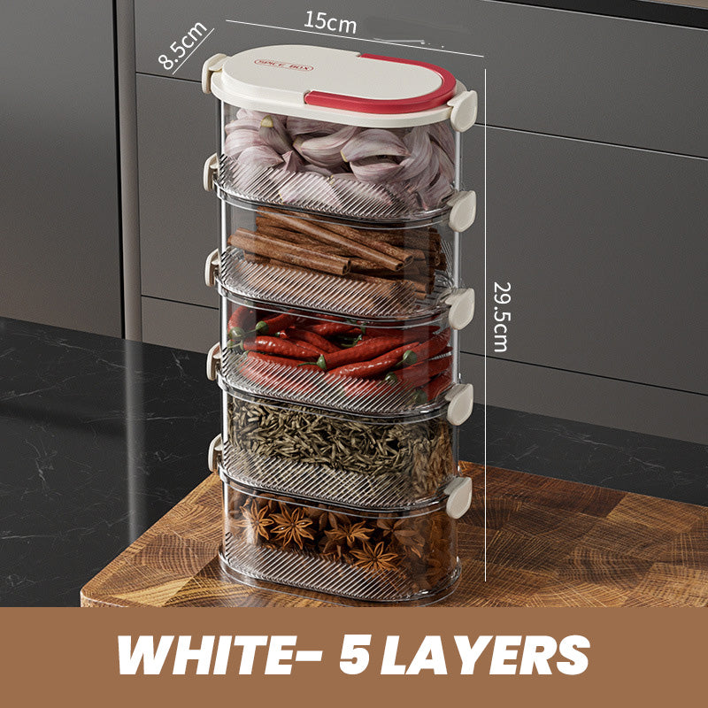 🧂 50% OFF NOW! 🫙 Multi-layer Sealed Spice Organizer – Airtight, Space-Saving & Transparent for Easy Kitchen Storage 🌶️📦✨