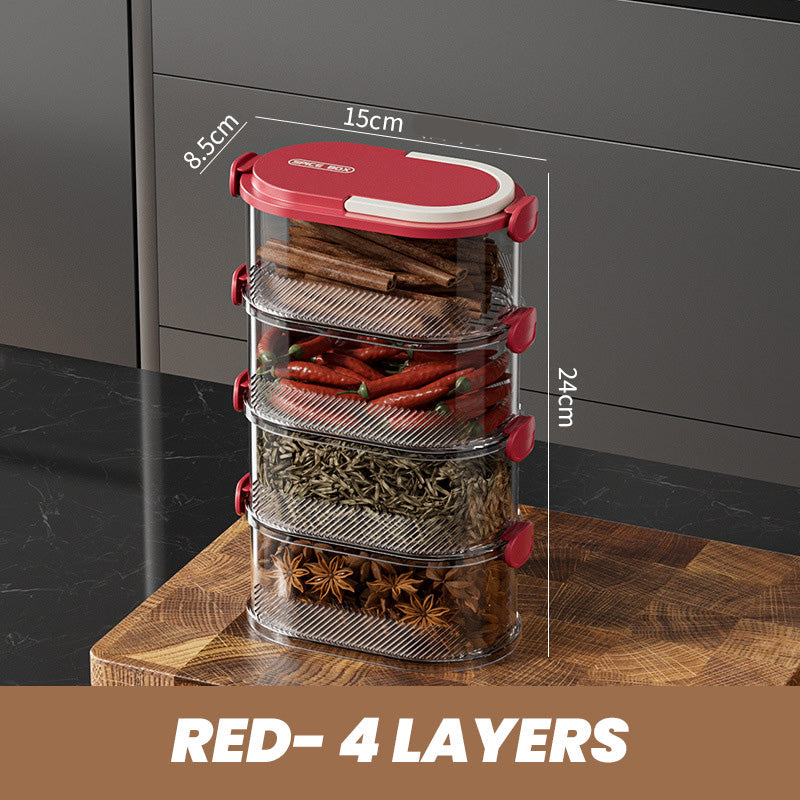 🧂 50% OFF NOW! 🫙 Multi-layer Sealed Spice Organizer – Airtight, Space-Saving & Transparent for Easy Kitchen Storage 🌶️📦✨