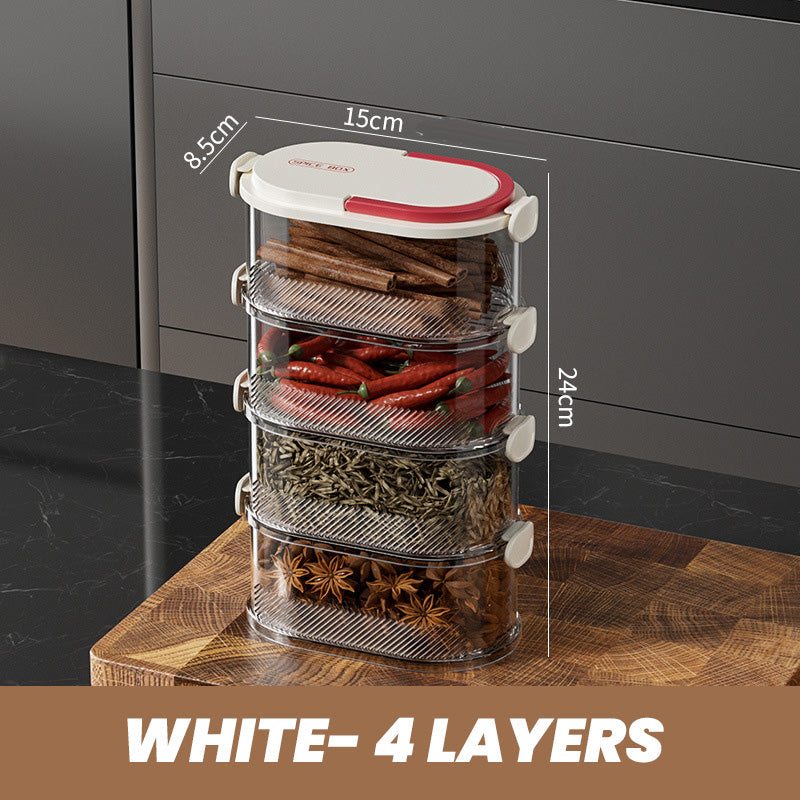 🧂 50% OFF NOW! 🫙 Multi-layer Sealed Spice Organizer – Airtight, Space-Saving & Transparent for Easy Kitchen Storage 🌶️📦✨