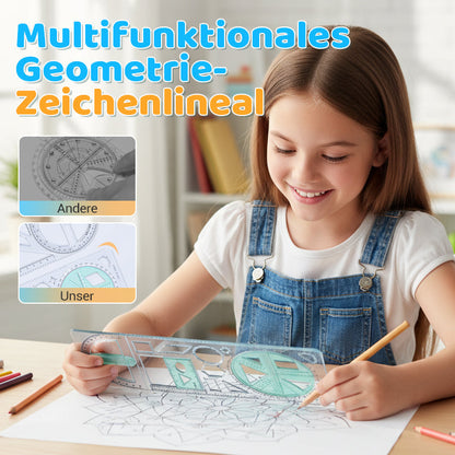 Multifunctional geometry drawing ruler