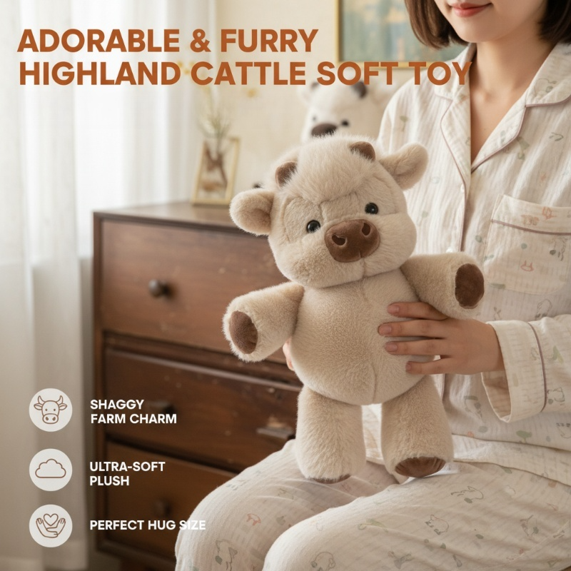 🎃Halloween Deal 50% OFF!🐮Fluffy Highland Cow Soft Toy – Cuddly Charm